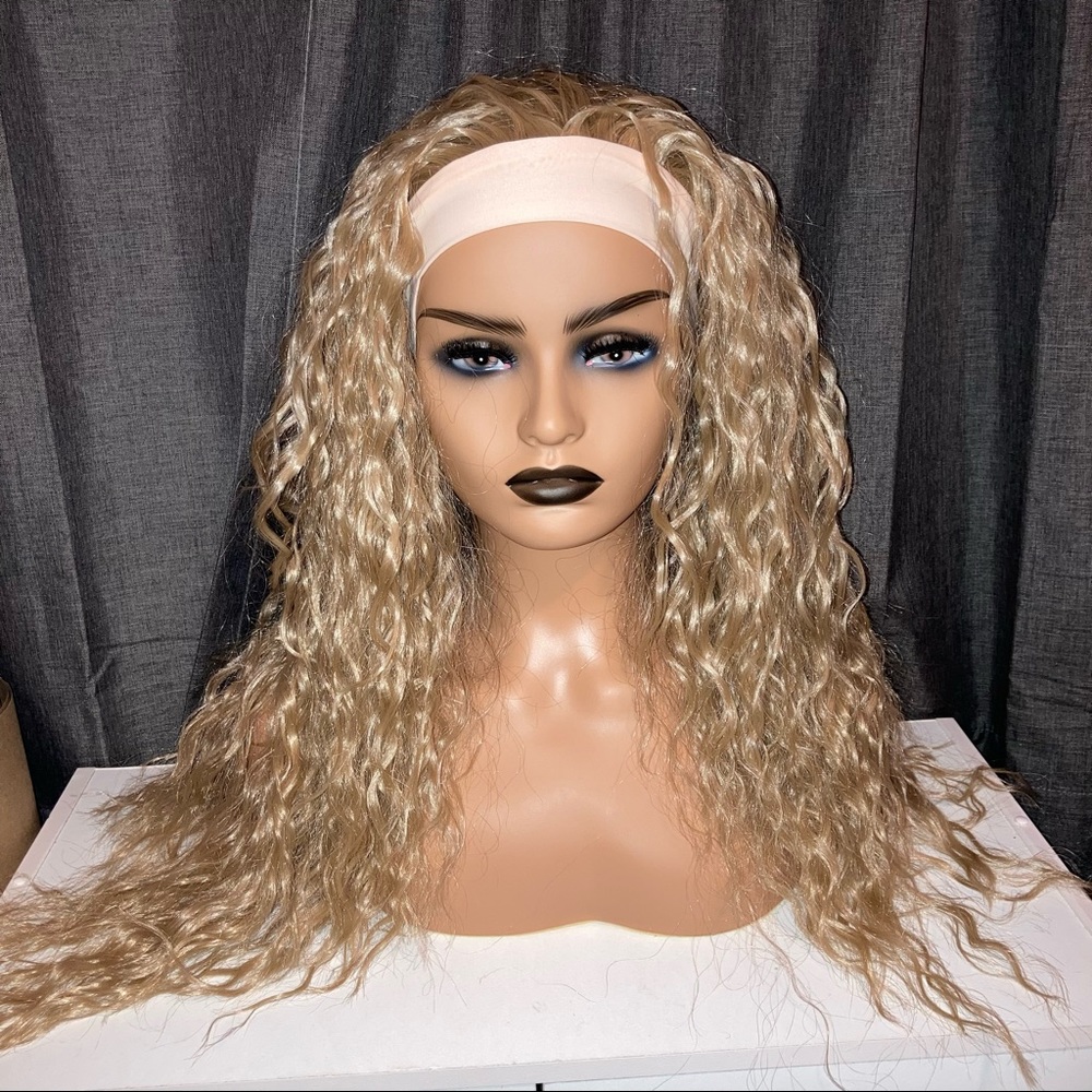 Blonde curly headband wig